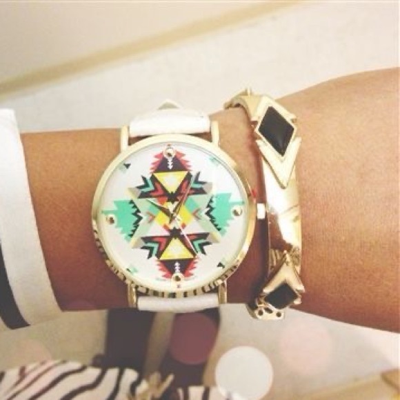 Ivory Aztec Print Watch - Picture 5 of 5